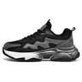 Men's chunky sneaker in black, grey, and white mesh with a cushioned thick sole - EU 39 / Distressed Gray