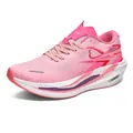 Pink and white lightweight carbon plate running shoes with mesh upper for women - EU 35 / Magenta