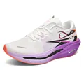White men's carbon plate running shoes with purple and orange accents and mesh fabric - EU 35 / Purple