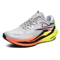 Lightweight carbon plate running shoe in grey mesh with orange and green heart graphics - EU 35 / Green