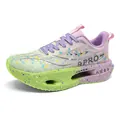 Running shoes with pink-to-cyan gradient design, splash ink texture, and hollowed-out thick sole - 34 / Aurora