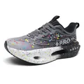 Grey 9 PRO RUN running shoes with colorful splatter midsole and shock-absorbing design - 34 / Ink Painting