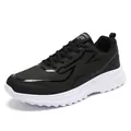 Waterproof leather running shoe for men with non-slip thick sole in black and white - EU 39 / Black and White