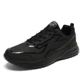 All-black professional leather skateboard shoes with non-slip soles and lace-up design - EU 39 / All Black