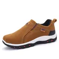 Brown nubuck slip-on hiking shoes with non-slip soles and ZUODI sport tag detail - 39 / Mustard Yellow