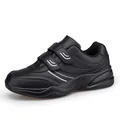 Men's black walking shoes with double Velcro straps and durable non-slip rubber soles - EU 39 / Black