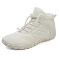 Witte waterdichte barefoot laarzen met fleecevoering en antislip rubberen zool voor winter - 35 / Hoge Sneeuwlaarzen (A109) / Broken Wit