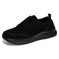 Breite warme Cord-Wanderschuhe mit Klettverschluss für Senioren und geschwollene Füße - EU 36 / Schwarz