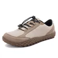Men's wide-toe casual hiking shoes in beige and brown with quick-lace system - EU 37 / Beige