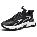 Men's thermal cushioned running shoes in retro black and white patchwork style - 40 / Black and White