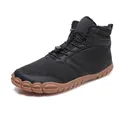 Black waterproof winter boots for men with plush lining and brown anti-slip rubber sole - EU 36 / Black