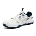 White and navy table tennis shoes with dual dial system and breathable mesh texture - EU 37 / White Navy Purple