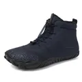 Waterproof navy blue winter barefoot boots with fleece lining and drawstring laces - EU 36 / Blue