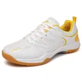 White and yellow breathable badminton shoes with non-slip gum rubber sole for sports - EU 36 / White Yellow