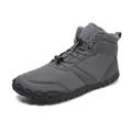 Dark grey waterproof barefoot winter boots with thick warm plush lining and toggle laces - EU 36 / Gray