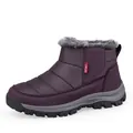 Deep purple winter snow boots with quilted fabric and warm gray faux fur lining - EU 36 / Purple