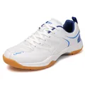 White and blue breathable badminton shoes with non-slip gum rubber sole for indoor sports - EU 36 / White Blue