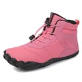 Pink waterproof high-top snow boots with warm fleece lining and quick lace system - Pink