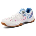 White professional badminton shoes with breathable mesh and quick-dial lacing system - EU 37 / White Moon