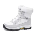Winter high-top snow boots for men and women with faux fur collar and non-slip soles - EU 36 / White