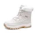Winter off-white high-top snow boots for men and women with warm faux fur and non-slip sole - EU 36 / Beige