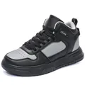 High-top platform sneakers in black and gray colorway with lace-up design - 39 / Black and Gray