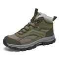 Army green and grey waterproof winter hiking boots with anti-slip rubber soles - 39 / Army Green
