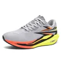 Lightweight grey mesh running shoe with orange accents and fluorescent yellow sole - 35 / Grey Orange