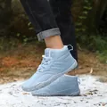 Light blue mid-top winter snow boots with warm faux fur lining for men - 38 / Light Blue (xt902)