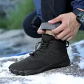 Insulated black mid-top snow boots with fleece lining for winter outdoor hiking - 38 / Black (xt902)