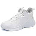 Winter high-top white thermal sneakers with warm fur lining and thick non-slip soles - EU 39 / White