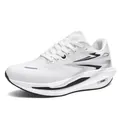 White breathable running shoes with cushioning sole and silver FLAM metallic accents - 35 / White