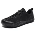 Men's outdoor hiking shoes in black with wide toe box and anti-slip rubber soles - EU 36 / Black