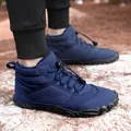 Men's navy blue winter warm boots with non-slip rubber sole for outdoor activities - 38 / Blue