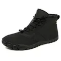 Waterproof black winter snow boots with warm plush lining and drawstring closure system - EU 38 / Black