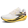 White FLAM lightweight running sneakers with yellow lightning stripes and cushioned sole - White Yellow