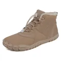 Winter thermal barefoot snow boots in khaki with fleece lining and anti-slip rubber sole - EU 38 / Khaki