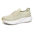 Men's large size breathable knit sneakers in beige with a thick cushioned white sole - EU 39 / Beige