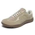 Khaki suede German army trainers with breathable perforation and brown rubber soles - EU 36 / Beige