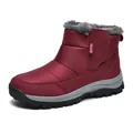 Winter-Walkingstiefel in Burgund mit warmem Kunstfellfutter und rutschfester Sohle - EU 36 / Weinrot