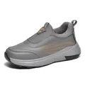 Winter men's slip-on sneakers with fleece lining in grey and orange casual design - Gray (Fleece Lined)
