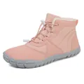 Pink waterproof winter snow boots with warm faux fur lining and non-slip rubber soles - EU 38 / Pink