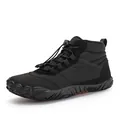 Warm black men's winter outdoor boots with non-slip sole and drawstring closure - 36 / Black