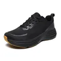 Men's wide toe running shoes with breathable black mesh and yellow rubber traction sole - EU 39 / Black