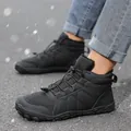 Men's black winter snow boots with warm fur lining and non-slip rubber soles for outdoors - 36 / Black