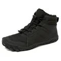 Black high-top winter boots with warm fur lining and non-slip barefoot rubber soles - EU 36 / Black