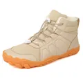 Winter khaki thermal barefoot boots with orange non-slip rubber soles and warm fur lining - EU 36 / Khaki