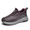 Winter slip-on walking shoes in deep purple with thick warm lining and leather upper - Dark Purple (Fleece Lined)