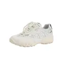 Baskets à plateforme en cuir blanc pour femmes avec détails de chaînes de perles chic - 35 / Blanc
