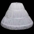 White 3-hoop petticoat with elastic waist and lace trim for girls' wedding dress - Length 75 / White